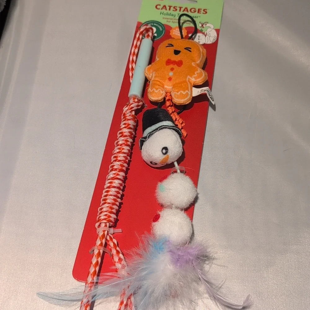 Petstages Christmas Cat Toys Teaser Wand & Catnip Felt Toys